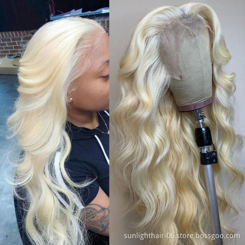 Good quality real human straight body wave highlight color remy hair wigs 10Agrade 13x4 brazillian lace wigs 613 lace front wigs